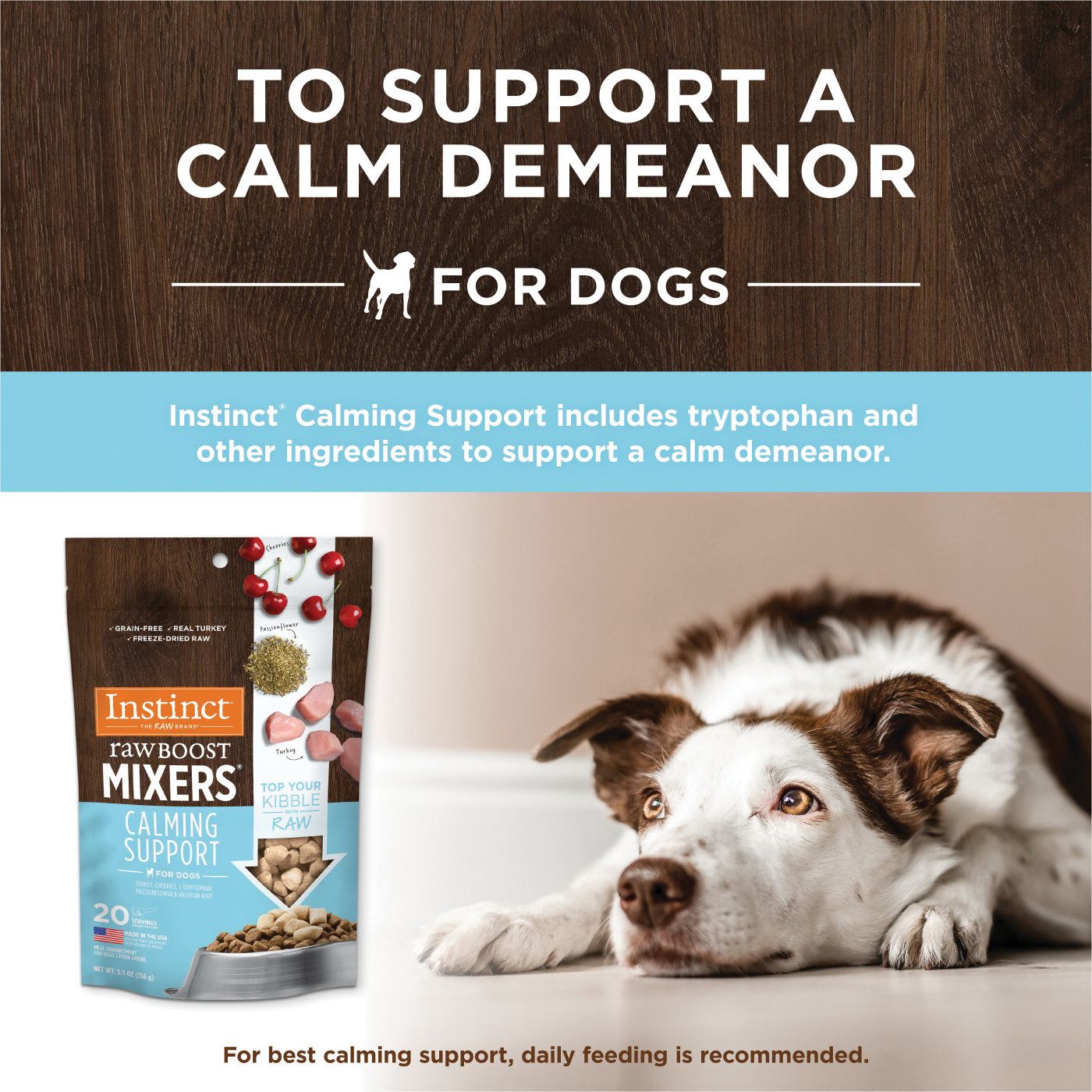 Instinct 9600541 Raw Boost Mixers Calming Support, Special Diet: Corn-Free, Grain-Free, Soy-Free, Dry, Turkey, 5.5 oz - 4