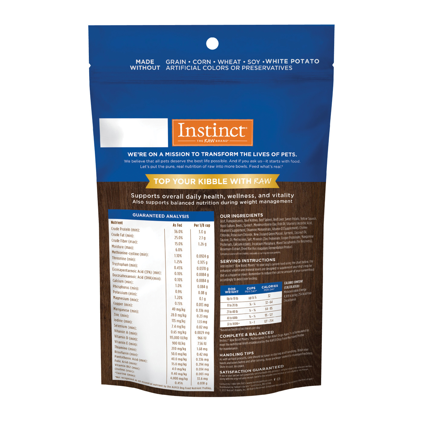 Instinct 9600695 Raw Boost Mixers Multi-Vitamin, Adult, Special Diet: Non-GMO, Freeze Dried, 5.5 oz, Bag - 2