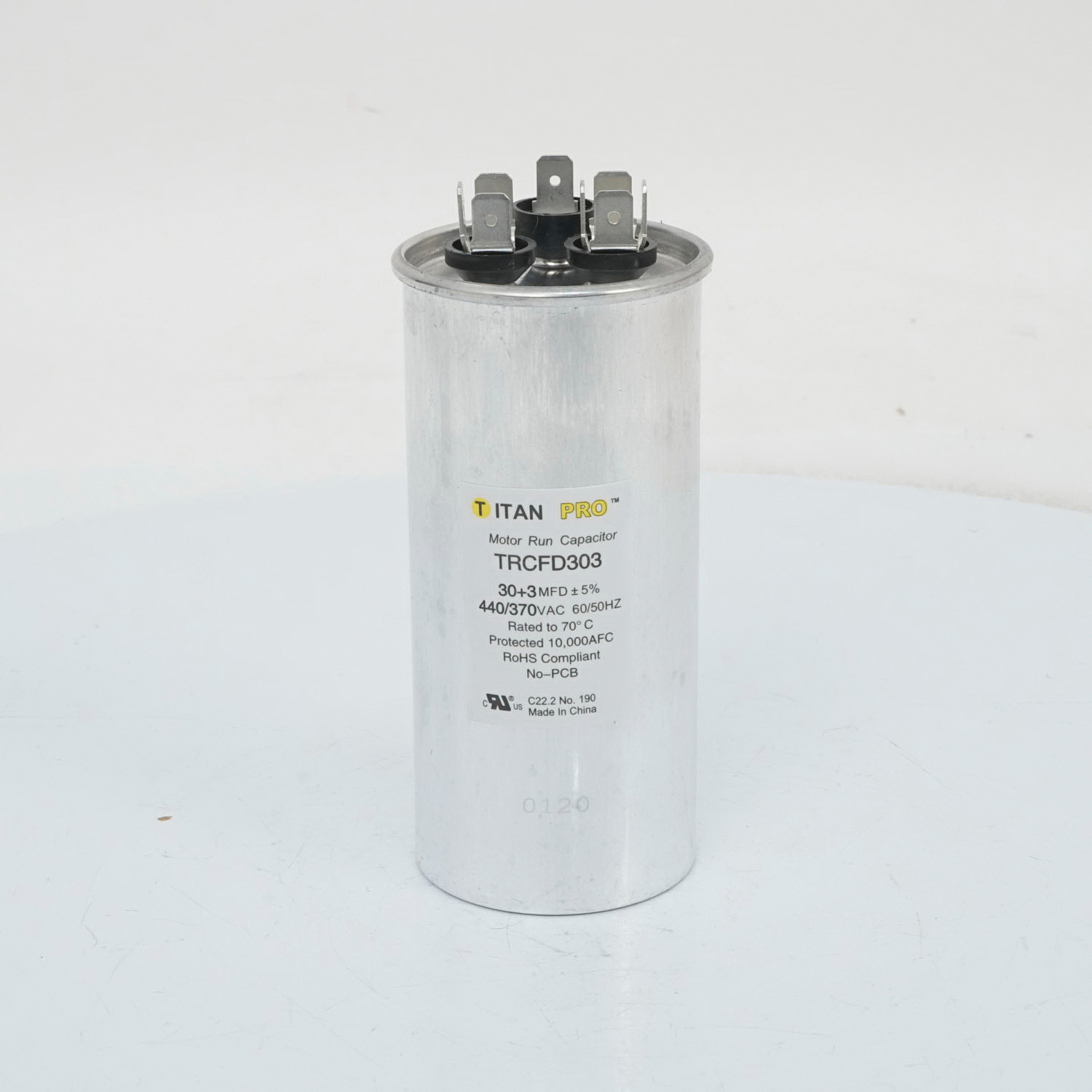 Titan Pro TRCFD303 Capacitor, 30+3 mfd, 370 to 440 V, Standard Blade Terminal - 2