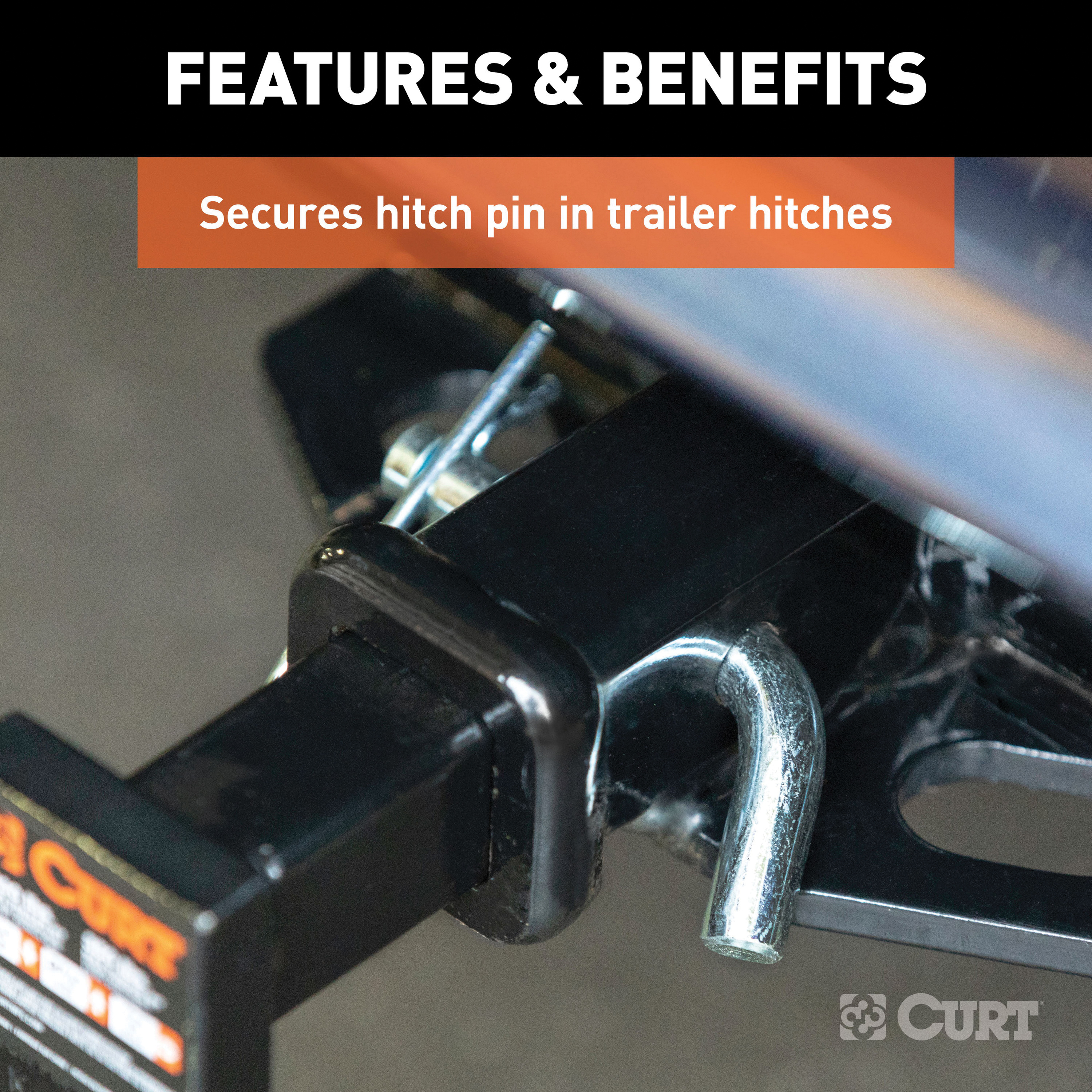 Curt 21602 Hitch Clip, 3-1/4 in OAL, Steel, Zinc-Plated - 4