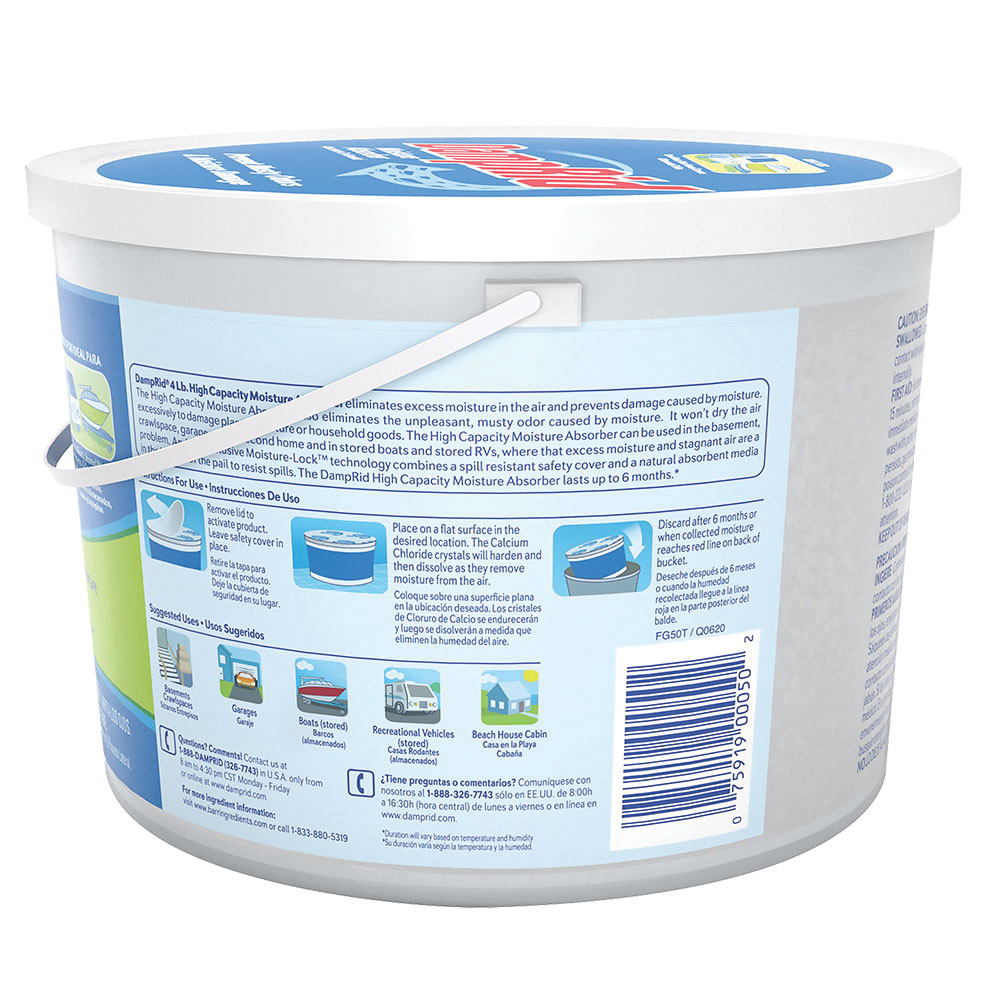 DampRid FG50FFESB Moisture Absorber, 2 lb, Bucket, Pellet, Odorless - 1