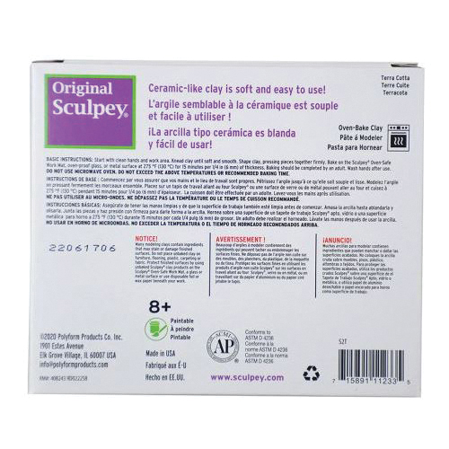 Sculpey Original Sculpey SYS2T Clay, Polymer, Terracotta, 1.75 lb - 2