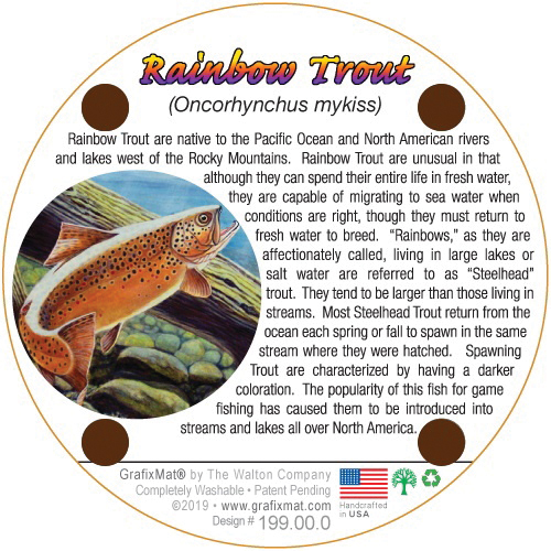 GrafixMat 199.01.0 Coaster, Rainbow Trout, Trout breeching, Cork, 4-1/4 in Dia, 5/16 in H - 2