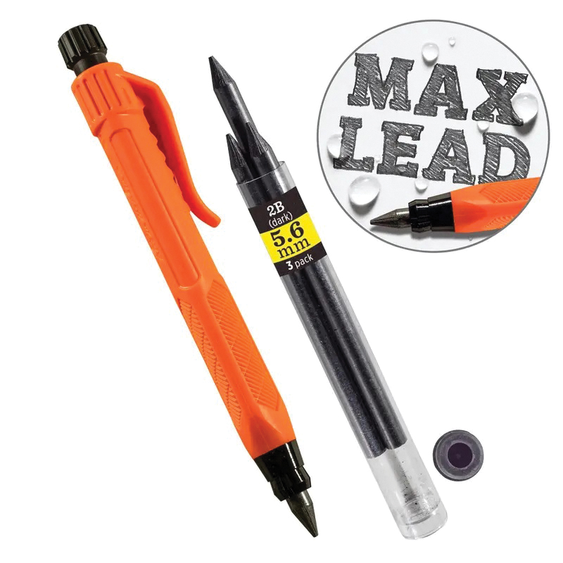 Rite in the Rain OR56 Lead Holder Pencil, 3.35 in x 5.6 MM Lead, Gravity-Fed Lead, Dark 2B Lead, Brass/Plastic Barrel - 5