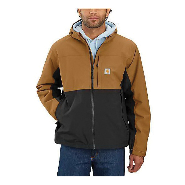 Carhartt 105751-B47-XL-R Packable Jacket, XL, Nylon, Black/Carhartt Brown, Hooded, Zipper, Regular - 2