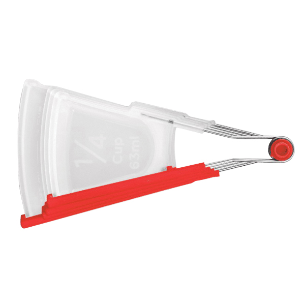 Dreamfarm Levups Series DFLV2430 Scrape Level Measuring Cup Set, Polypropylene/Stainless Steel, Clear/Red - 3
