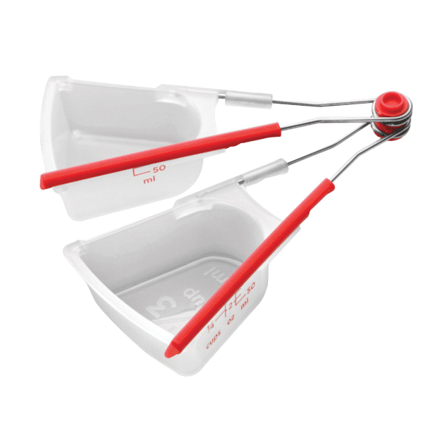 Dreamfarm Levups Series DFLV2430 Scrape Level Measuring Cup Set, Polypropylene/Stainless Steel, Clear/Red - 5
