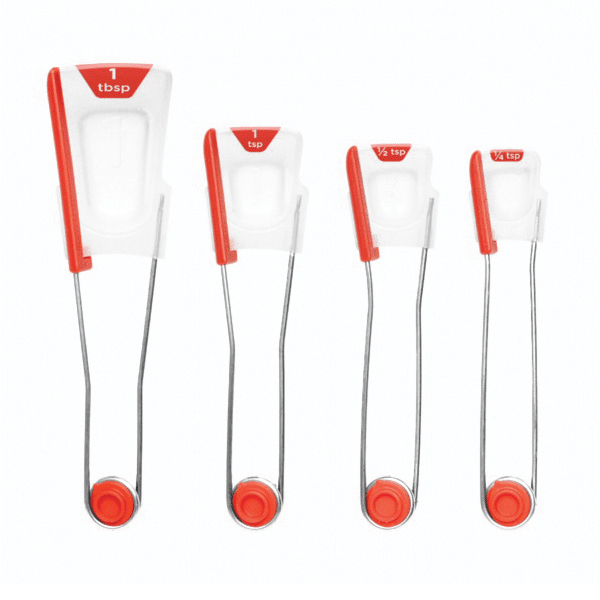 Dreamfarm Levoons Series DFLV2225 Scrape Level Measuring Spoon, Polypropylene/Stainless Steel, Clear/Red - 4