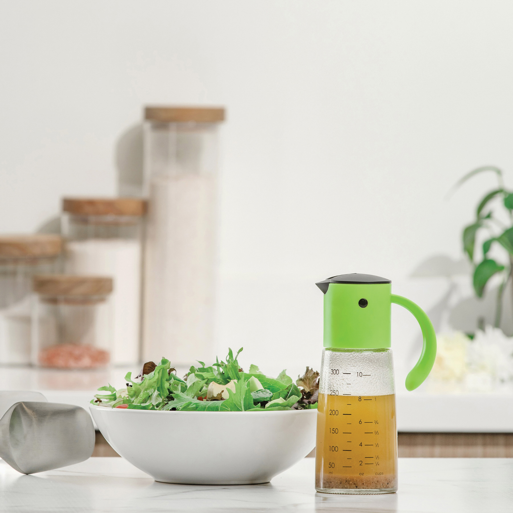 Cuisipro 74783204 Oil and Vinegar Dispenser, 10 oz, Glass/Plastic/Stainless Steel, Green - 2