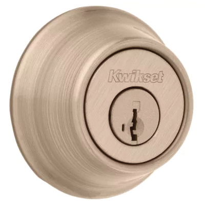 Kwikset 665 Series 665 5 SMT Deadbolt, 3 Grade, Keyed Key, Zinc, Antique Brass, 2-3/8 to 2-3/4 in Backset - 2