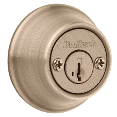 Kwikset 665 Series 665 5 SMT Deadbolt, 3 Grade, Keyed Key, Zinc, Antique Brass, 2-3/8 to 2-3/4 in Backset - 3