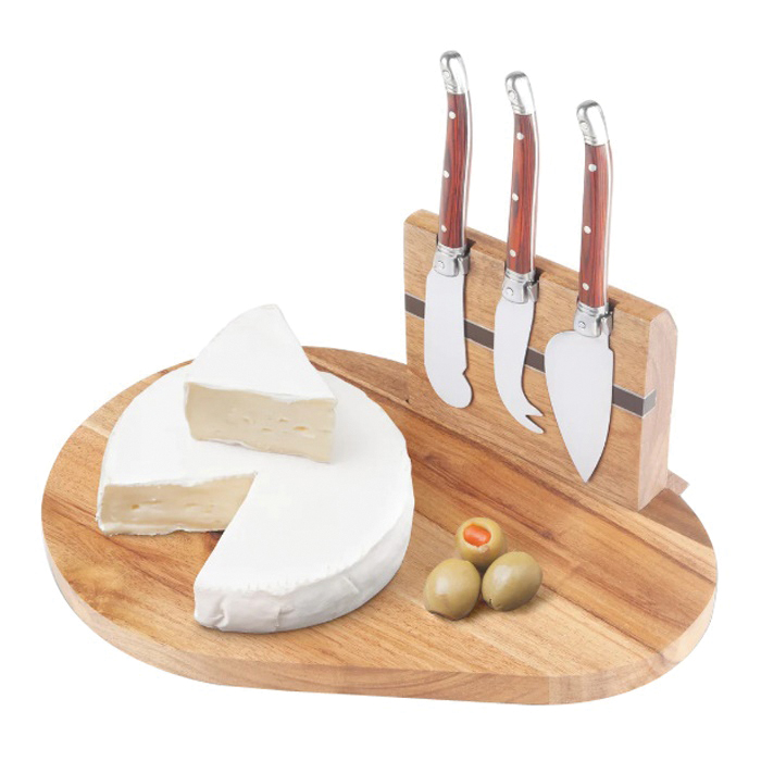 Final Touch CE40405 5-Piece Magnetic Cheese Board Set, Stainless Steel Blade, 7.3 in W Board, 10 in L Board - 2