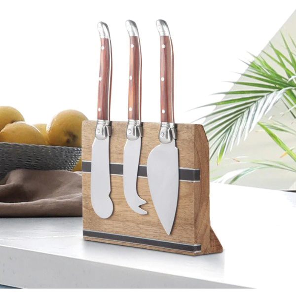 Final Touch CE40405 5-Piece Magnetic Cheese Board Set, Stainless Steel Blade, 7.3 in W Board, 10 in L Board - 5