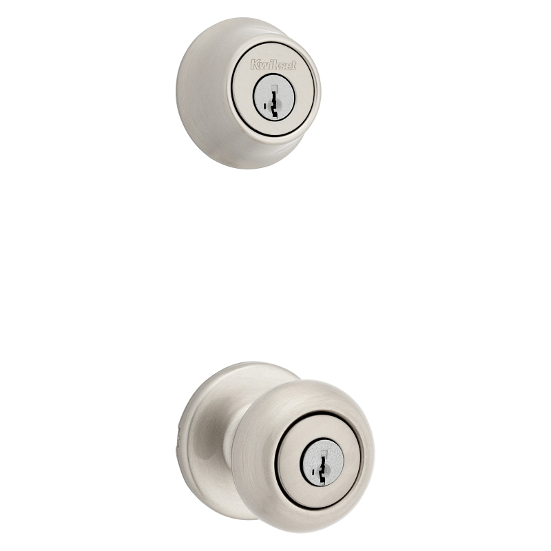 Kwikset 96900-424 Entry Knob and Single Cylinder Deadbolt, Knob Handle, Classic, Colonial, Traditional Design, Yes - 2