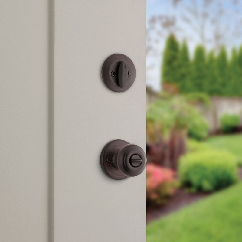 Kwikset 96900-421 Entry Knob and Single Cylinder Deadbolt, Knob Handle, Classic, Colonial, Traditional Design, Yes - 4