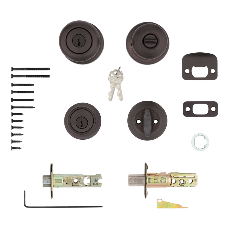 Kwikset 96900-421 Entry Knob and Single Cylinder Deadbolt, Knob Handle, Classic, Colonial, Traditional Design, Yes - 5