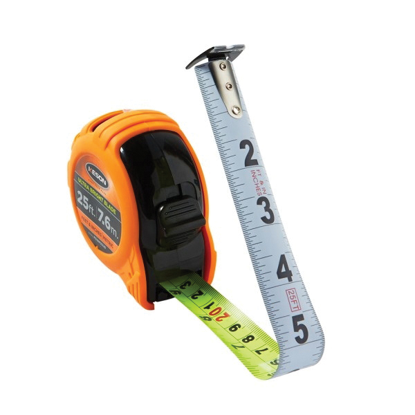 Keson Ultra Bright Series PG18M25UB Tape Measure, 25 ft L Blade, 1 in W Blade, Steel Blade, ABS Case, Orange Case - 4