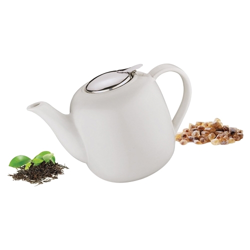 frieling K1046002200 London Teapot, 50 fl-oz, Ceramic/Stainless Steel, White, Dishwasher Safe - 2