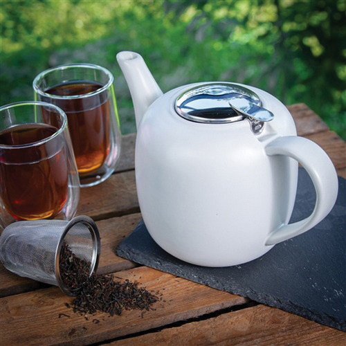 frieling K1046002200 London Teapot, 50 fl-oz, Ceramic/Stainless Steel, White, Dishwasher Safe - 3