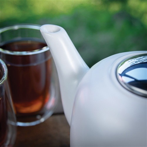 frieling K1046002200 London Teapot, 50 fl-oz, Ceramic/Stainless Steel, White, Dishwasher Safe - 4