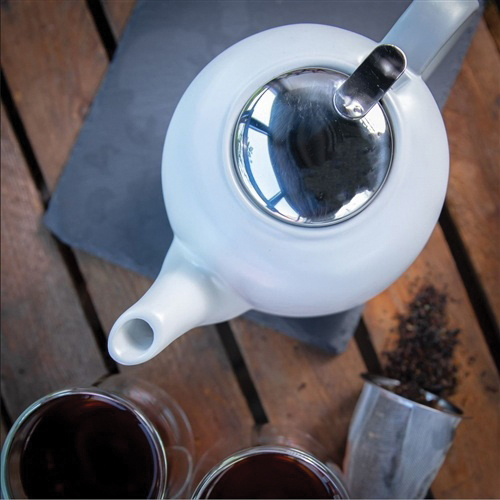 frieling K1046002200 London Teapot, 50 fl-oz, Ceramic/Stainless Steel, White, Dishwasher Safe - 5