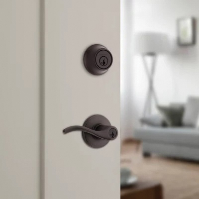 Kwikset 96900-425 Deadbolt Security Set, Keyed Entry Lock, Lever Handle, Balboa Design, Venetian Bronze, Turn Piece - 4