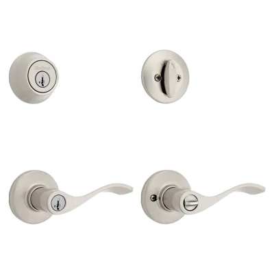 Kwikset 96900-420 Deadbolt Security Set, Keyed Entry Lock, Lever Handle, Balboa Design, Satin Nickel, Turn Piece, Zinc - 3