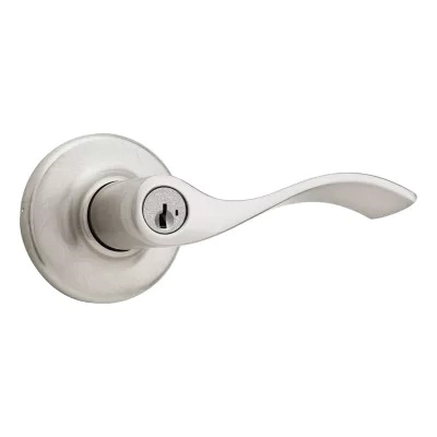 Kwikset 94050-673 Entry Door Lockset, Lever Handle, Satin Nickel, Zinc, KW1, SC1 Keyway, Re-Key Technology: SmartKey - 2