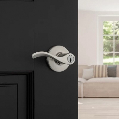 Kwikset 94050-673 Entry Door Lockset, Lever Handle, Satin Nickel, Zinc, KW1, SC1 Keyway, Re-Key Technology: SmartKey - 4