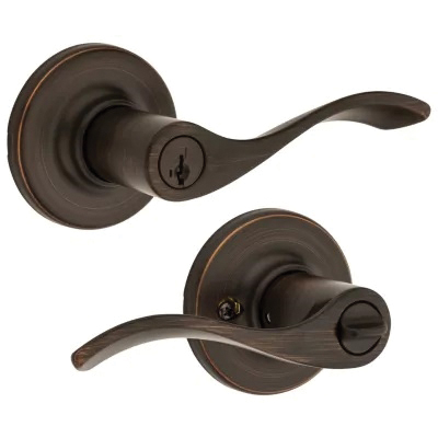 Kwikset 94050-674 Entry Door Lockset, Lever Handle, Venetian Bronze, Zinc, KW1 Keyway, Re-Key Technology: SmartKey - 3