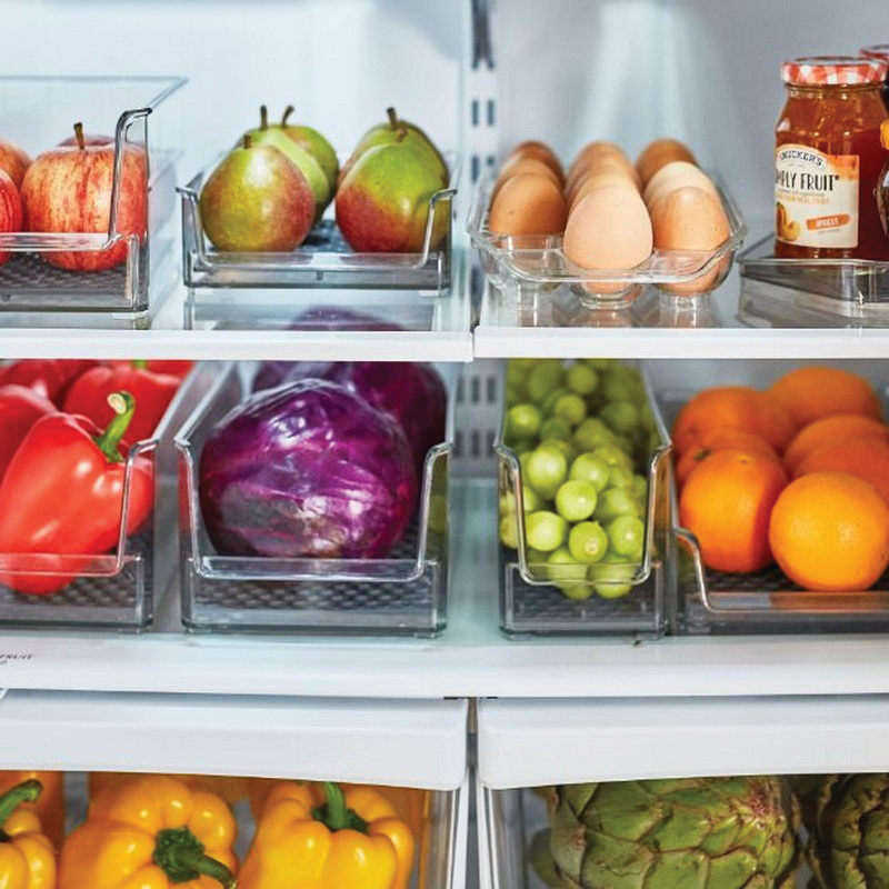 Hexa A36650 In-Fridge Lazy Susan Organizer Tray, 7-3/4 in L, 8-3/4 in W, 1-1/4 in H, Plastic, Clear/Dark Gray - 4