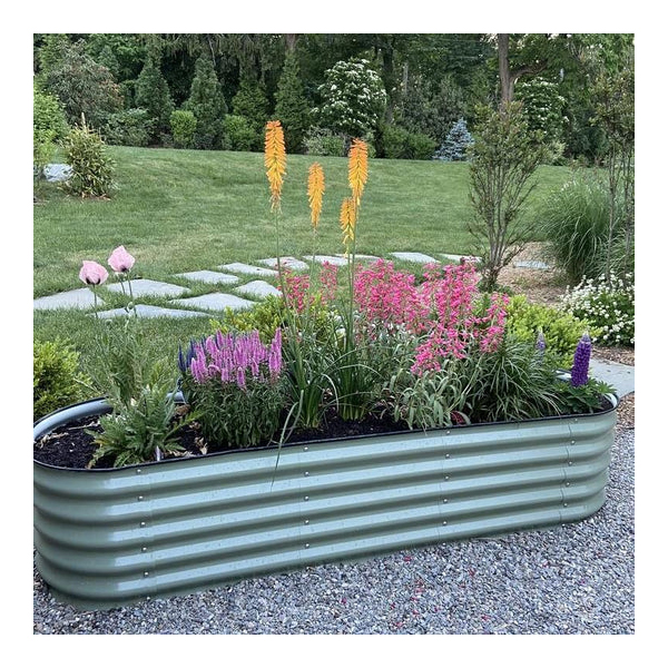 vego garden VB6N117G Modular Raised Garden Bed Kit, 60 in L, 42 in W, 17 in H, Metal, Olive Green - 1