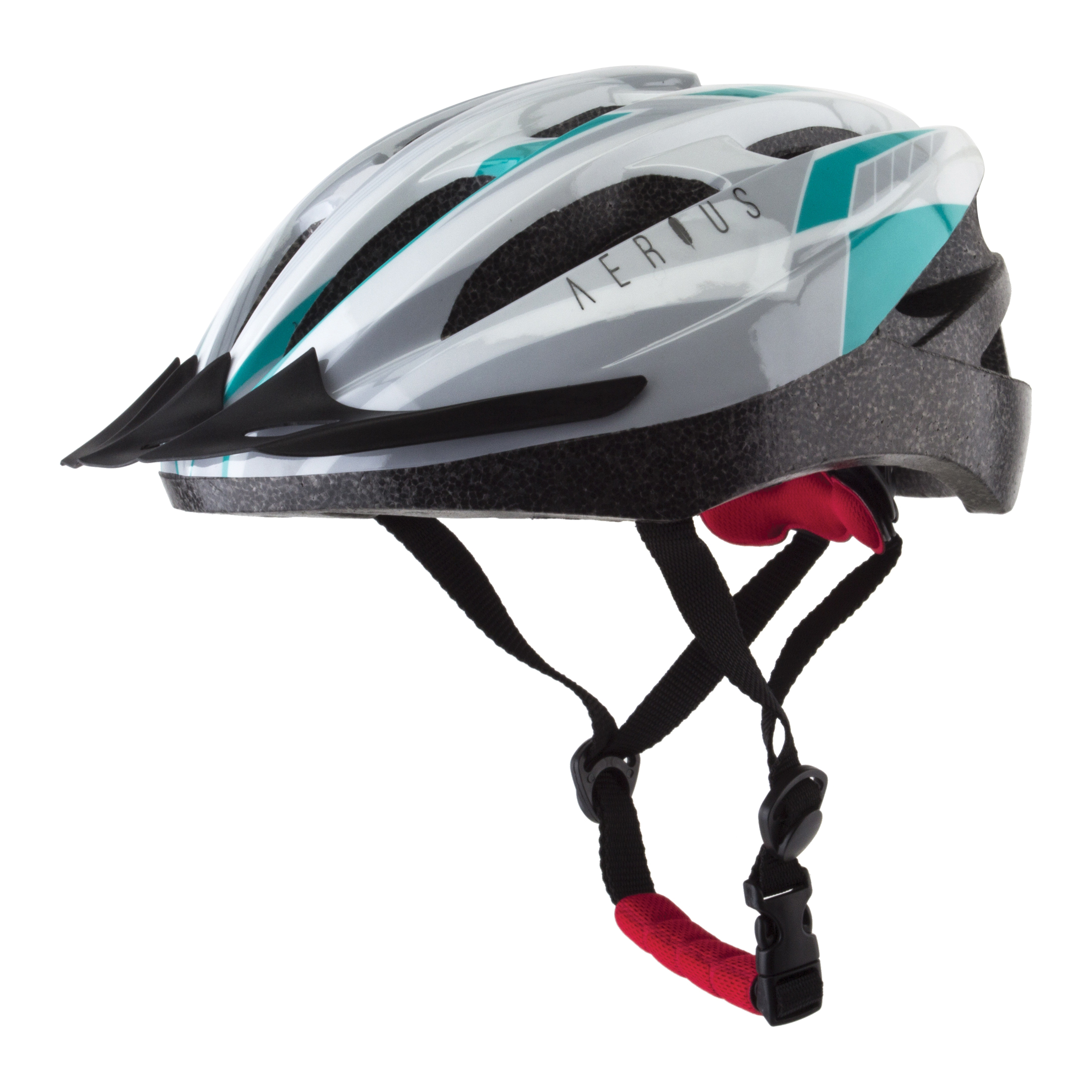 Aerius V19 Sport Series 912588 All-Purpose Helmet, In-Mold Headgear, M/L, Silver/Turquoise - 2