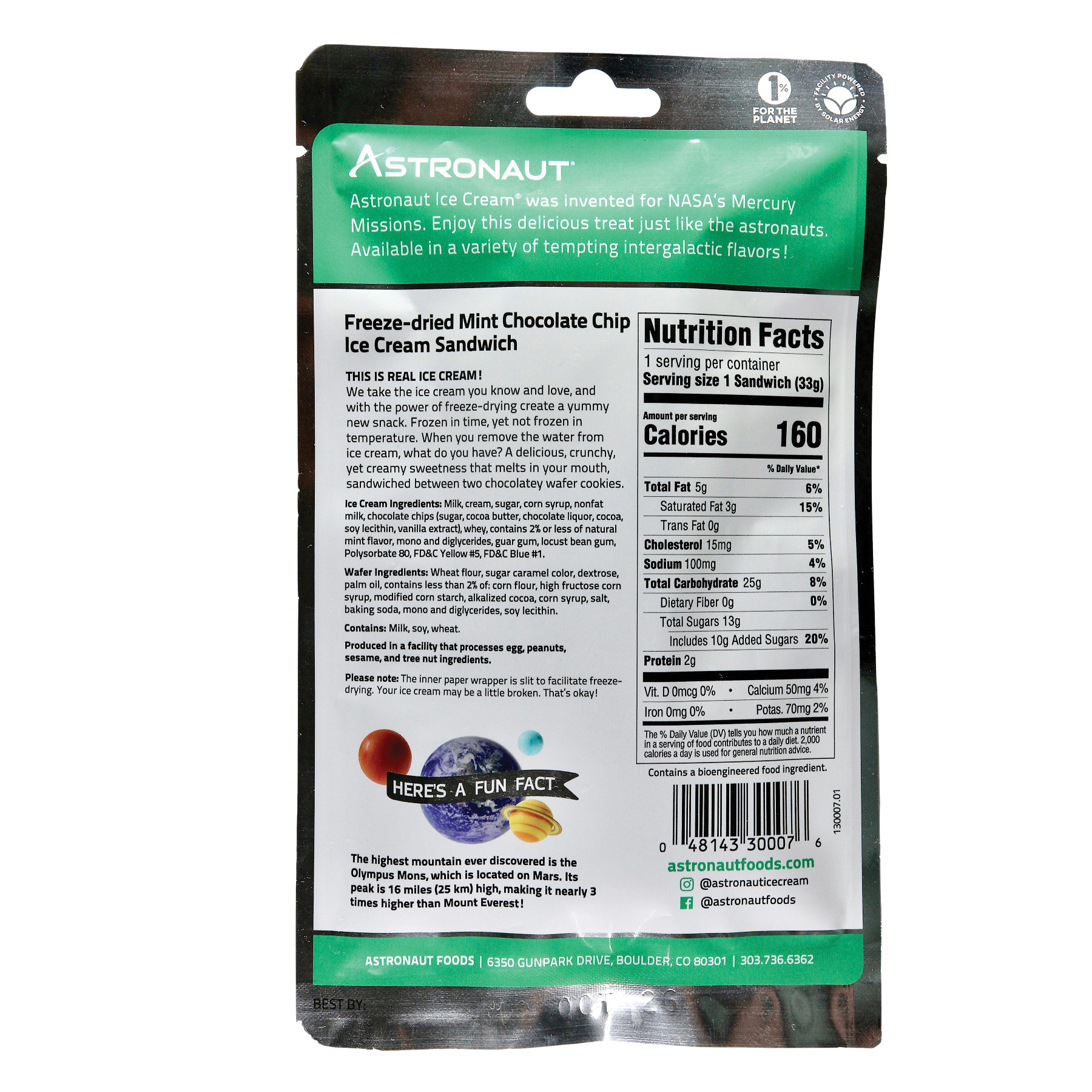 Backpacker's Pantry ASTRONAUT 130006 Ice Cream Sandwich, 1 oz, Pouch - 2