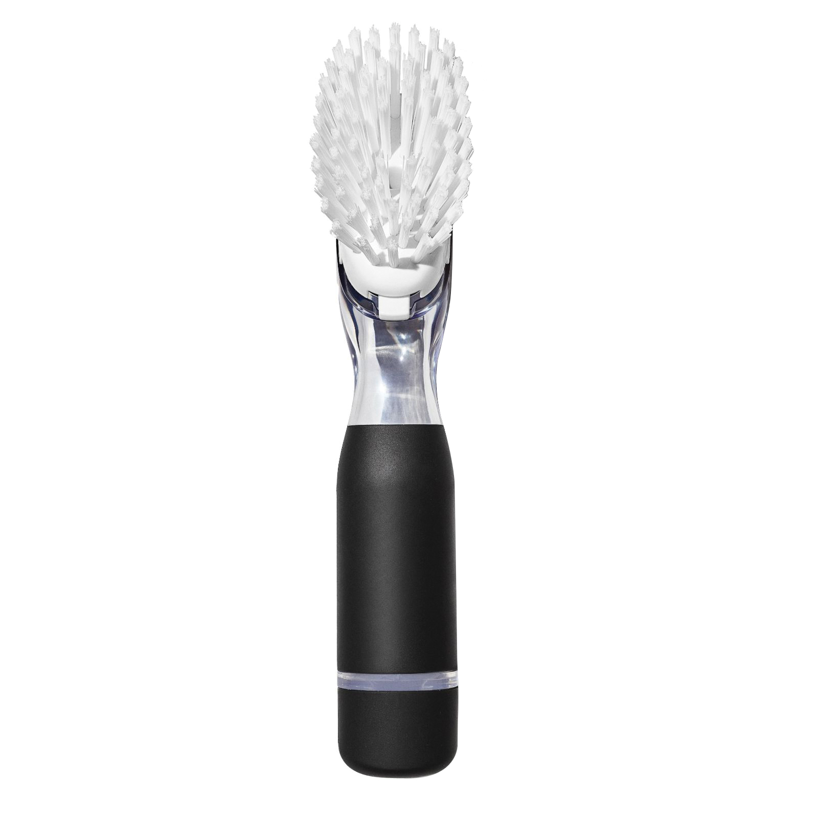 Oxo 12361700 Soap Dispenser Dish Brush, Nylon Bristle, 9.3 in L, Plastic/Rubber Handle, Black/Clear/White - 2