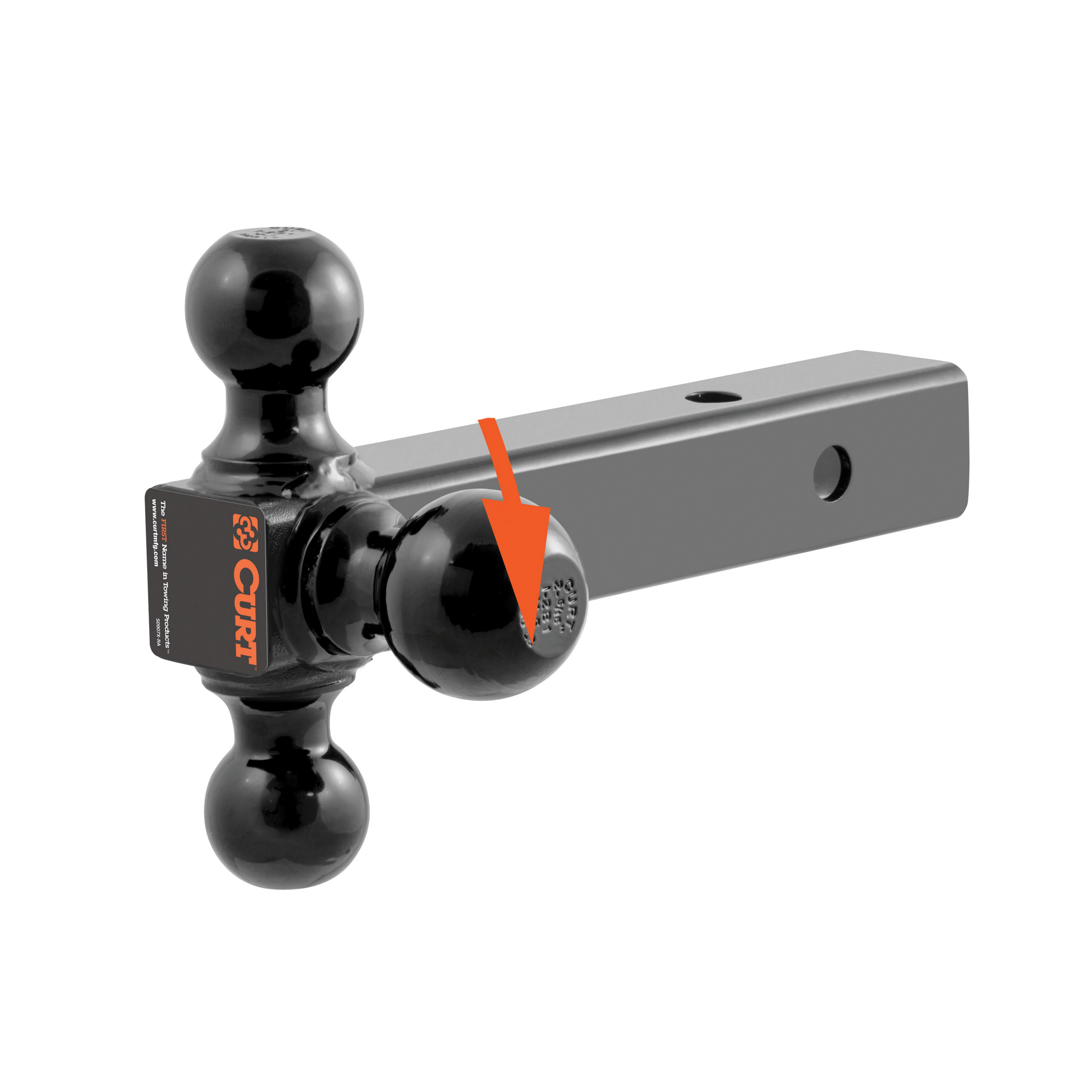Curt 45652 Multi Ball-Mount, 1-7/8, 2, 2-5/16 in Dia Hitch Ball, Carbon Steel, Powder-Coated - 4