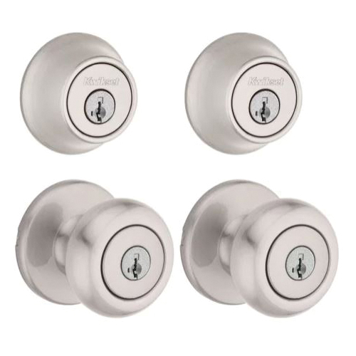 Kwikset Cove Series 92420-059 Entry Knob and Single Cylinder Deadbolt, Knob Handle, Satin Nickel, Knob Interior Handle - 2
