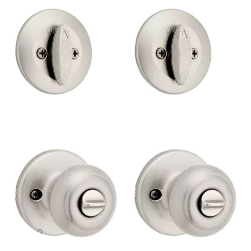 Kwikset Cove Series 92420-059 Entry Knob and Single Cylinder Deadbolt, Knob Handle, Satin Nickel, Knob Interior Handle - 3