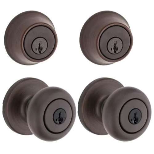 Kwikset Cove Series 92420-063 Entry Knob and Single Cylinder Deadbolt, Knob Handle, Venetian Bronze, Yes, 3 Grade, Metal - 2