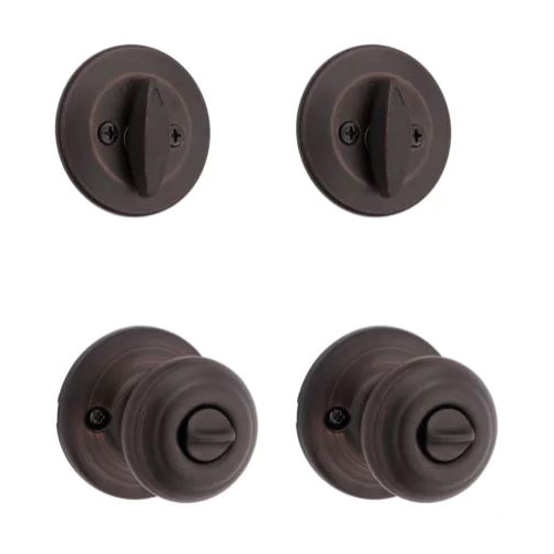 Kwikset Cove Series 92420-063 Entry Knob and Single Cylinder Deadbolt, Knob Handle, Venetian Bronze, Yes, 3 Grade, Metal - 4