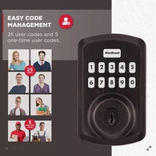 Kwikset Powerbolt 250 Series 992500-003 Keypad Electronic Lock, 3 Grade, Zinc, Venetian Bronze, KW1 Keyway - 4