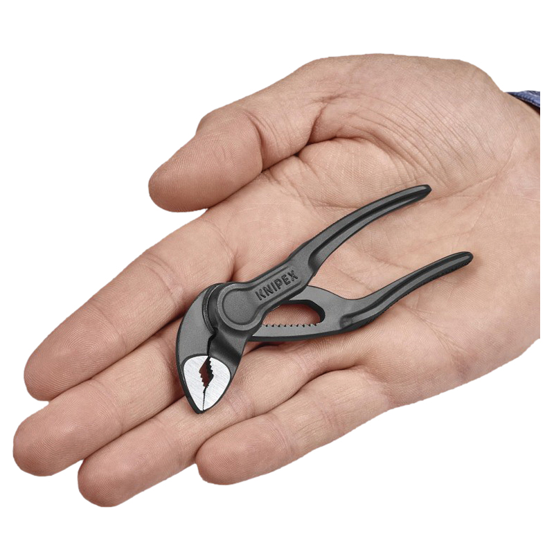Knipex Cobra 87 00 100 SBA Water Pump Pliers, 4 in OAL, 1 in Jaw, Bare, Embossed Handle, 11/64 in W Jaw, 21/32 in L Jaw - 3