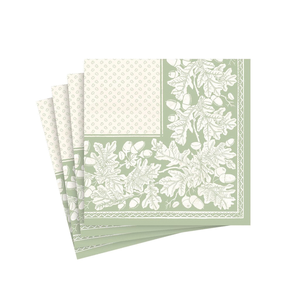 Caspari Oak Leaves and Acorns Series 17291CG Cocktail Napkin, 10 in L, 10 in W, Linen/Paper - 2