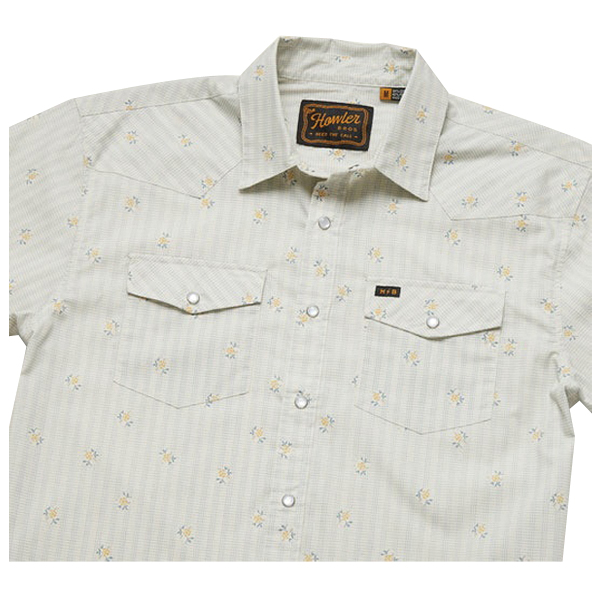 Howler Bros H Bar B 122220S-GFW-XL Shirt, XL, Cotton/Polyester, Vintage Grid Floral Medium White, Regular Fit - 4
