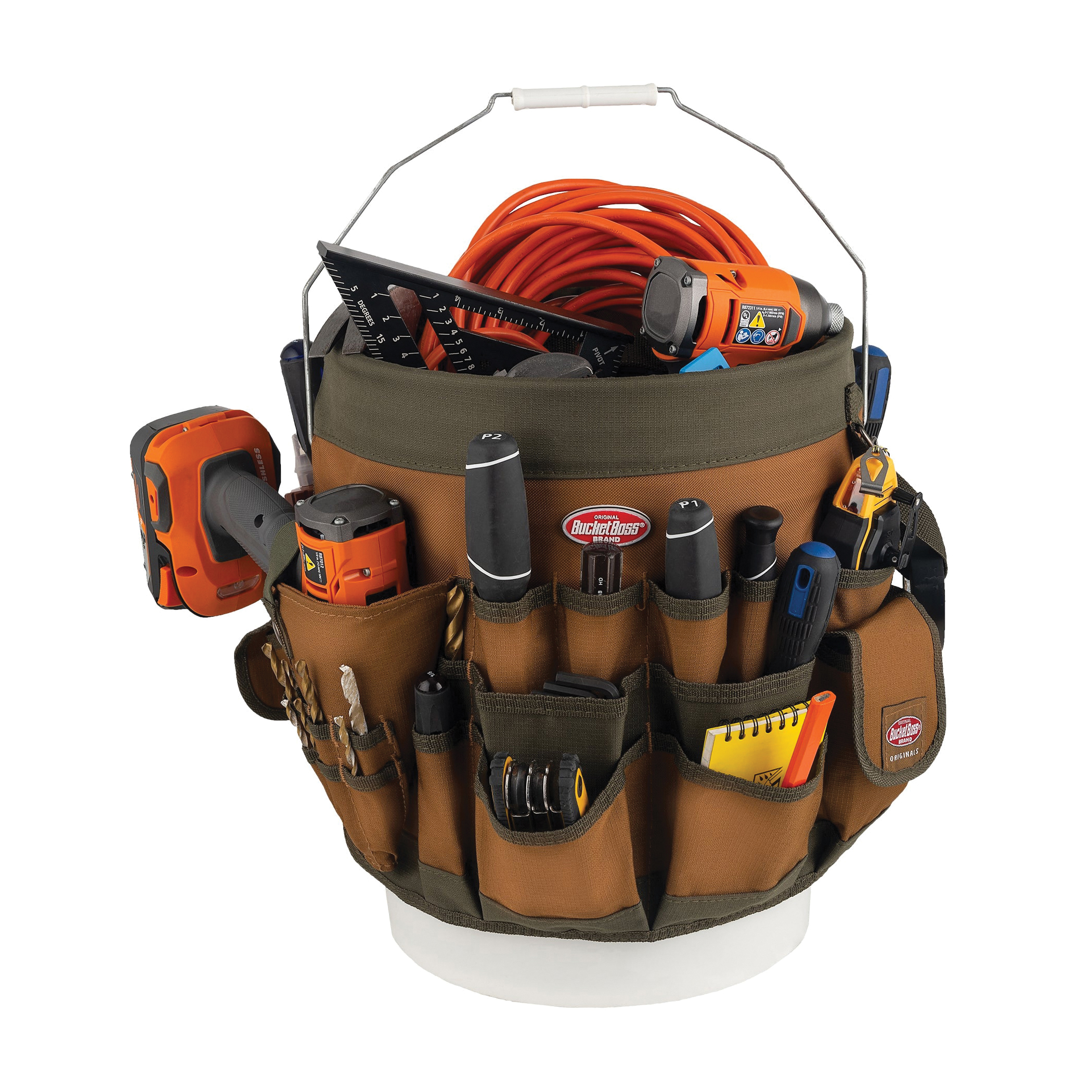 Bucket Boss 10056 Bucket Tool Storage Organizer, 5 gal, 56-Compartment, Polyester, Brown/Green - 2