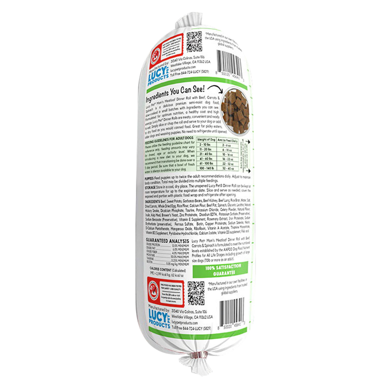Lucy Pet Mom's Meatloaf Series 100600228 Dog Food, Semi-Moist, Beef, 2 lb - 2