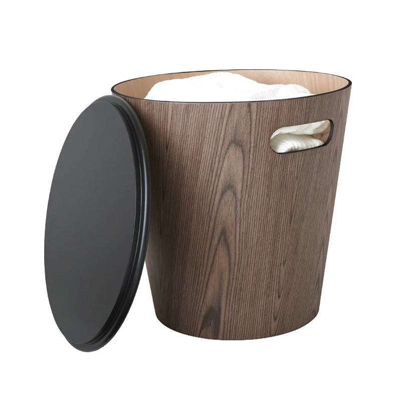 umbra Woodrow Series 1009760-048 Storage Stool, 16 in OAH, Geometric Seat, Black Seat - 4