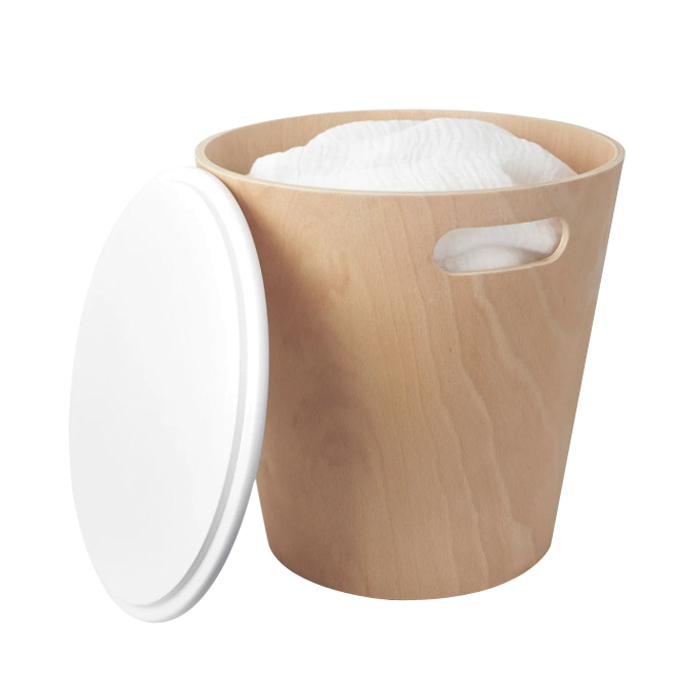 umbra Woodrow Series 1009760-668 Storage Stool, 16 in OAH, Geometric Seat, White Seat - 5