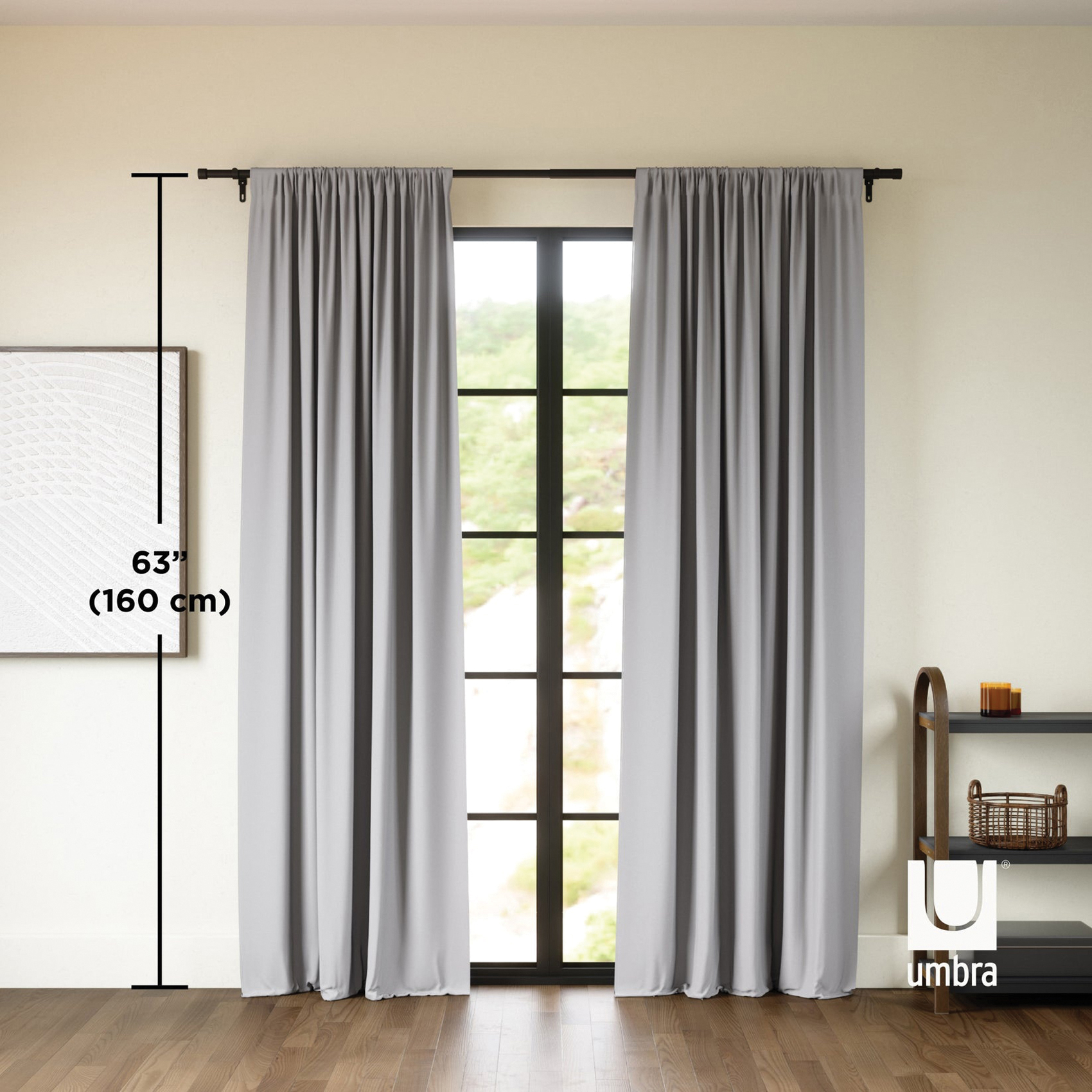 umbra Twilight Series 1017283-918 Blackout Curtain Set, 63 in L, 52 in W, Pocket-Tab Pattern, Polyester, Gray - 4