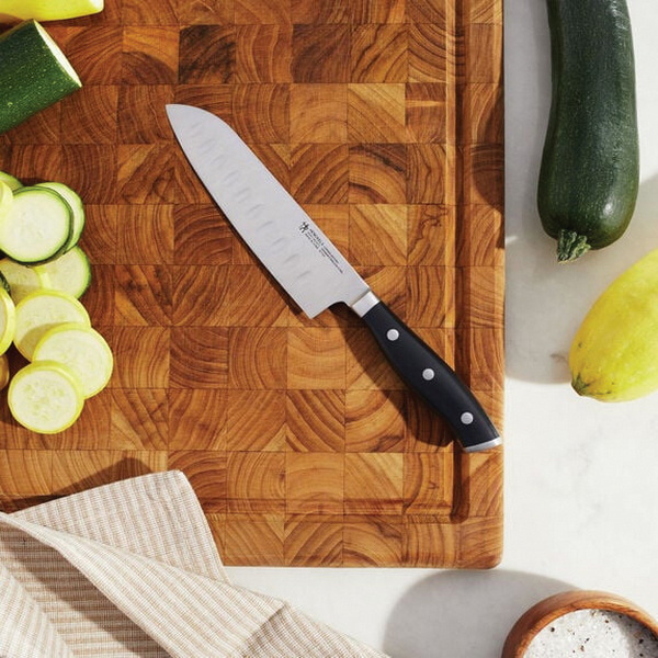 Zwilling 1021064 Santoku Knife, 5 in L Blade, Stainless Steel Blade, ABS Handle, Black Handle, Hollow Edge Blade - 2